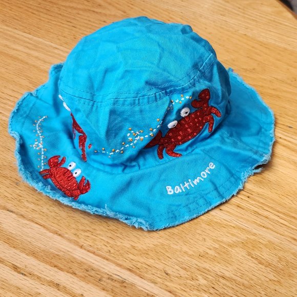 NWOT Kid Tees Aqua Baltimore Crab Bucket Hat Size 6-12 Months - Picture 8 of 12